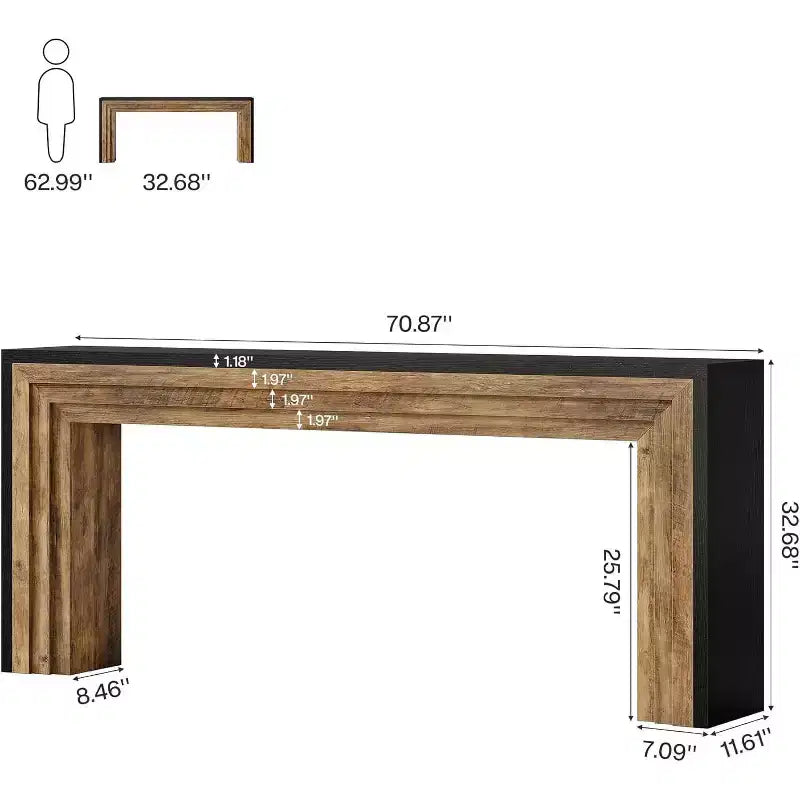 Table console étroite en bois Lantine de 70,9 pouces, table de canapé derrière le canapé pour le salon, l'entrée, le couloir, noir + marron