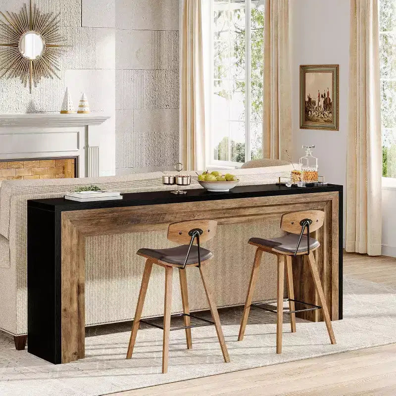 Table console étroite en bois Lantine de 70,9 pouces, table de canapé derrière le canapé pour le salon, l'entrée, le couloir, noir + marron