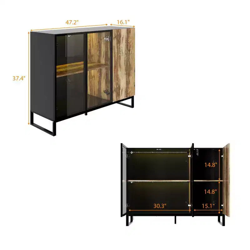 Vitrine d'exposition moderne en verre Famapy avec lumières LED RGB, meuble vitrine, buffet, pour salon et salle de collection