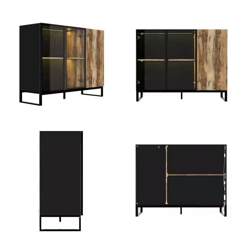Vitrine d'exposition moderne en verre Famapy avec lumières LED RGB, meuble vitrine, buffet, pour salon et salle de collection