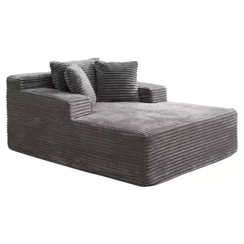 66x49 Chaise Lounge Indoor, Oversized Chaise Lounge Chair with 3 Throw Pillows, Corduroy Upholstered Plush Sofa Bed Lazy Chair Bed