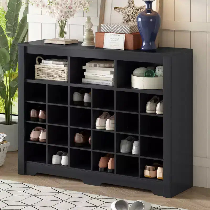 Meuble à Chaussures Élégant Okak avec Base Courbe, Étagère à Chaussures pour 24 Paires, Rangement de Chaussures pour Entrée, Salon, Couloir