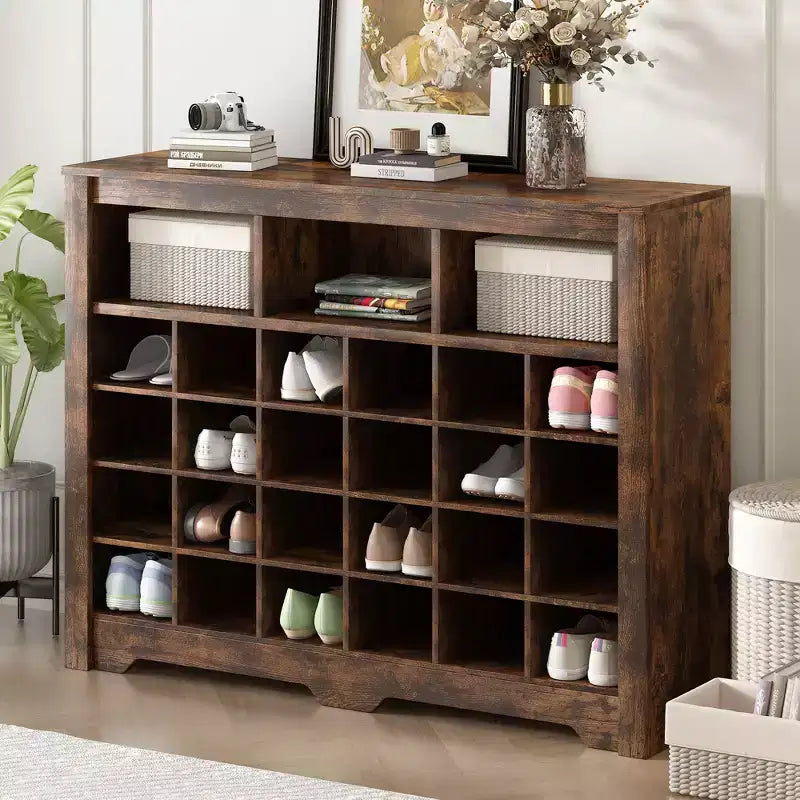 Meuble à Chaussures Élégant Okak avec Base Courbe, Étagère à Chaussures pour 24 Paires, Rangement de Chaussures pour Entrée, Salon, Couloir
