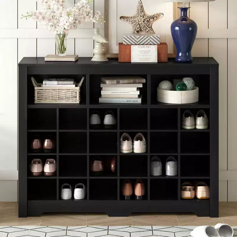 Meuble à Chaussures Élégant Okak avec Base Courbe, Étagère à Chaussures pour 24 Paires, Rangement de Chaussures pour Entrée, Salon, Couloir