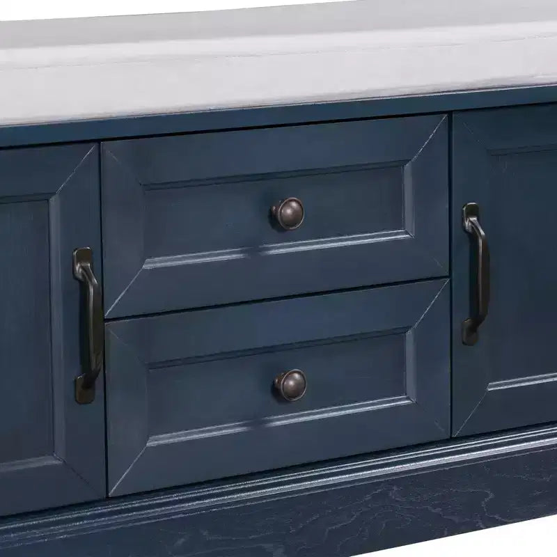 Meuble de rangement Okak, meuble d'appoint avec 2 tiroirs et 2 portes, meuble pour salon, couloir, entrée, vestibule