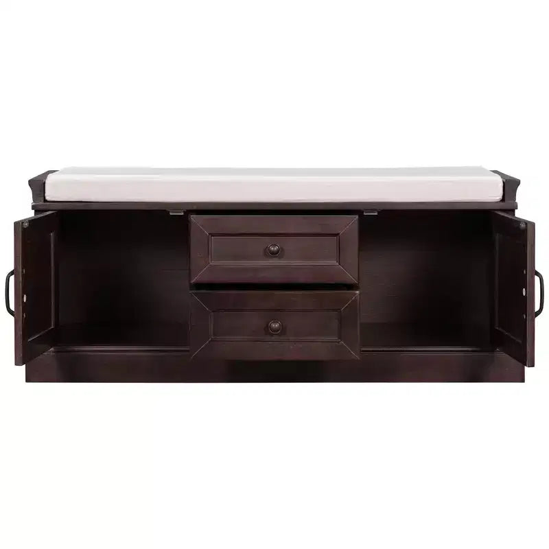 Meuble de rangement Okak, meuble d'appoint avec 2 tiroirs et 2 portes, meuble pour salon, couloir, entrée, vestibule