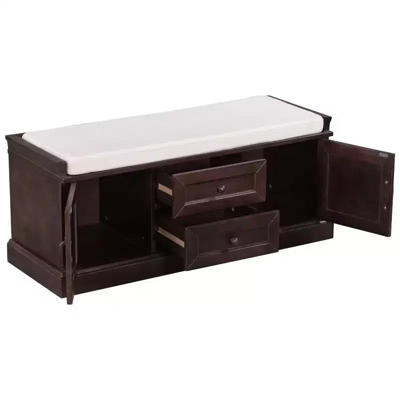 Meuble de rangement Okak, meuble d'appoint avec 2 tiroirs et 2 portes, meuble pour salon, couloir, entrée, vestibule