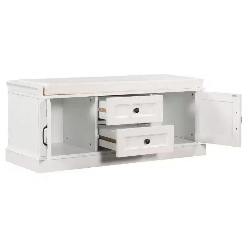 Meuble de rangement Okak, meuble d'appoint avec 2 tiroirs et 2 portes, meuble pour salon, couloir, entrée, vestibule