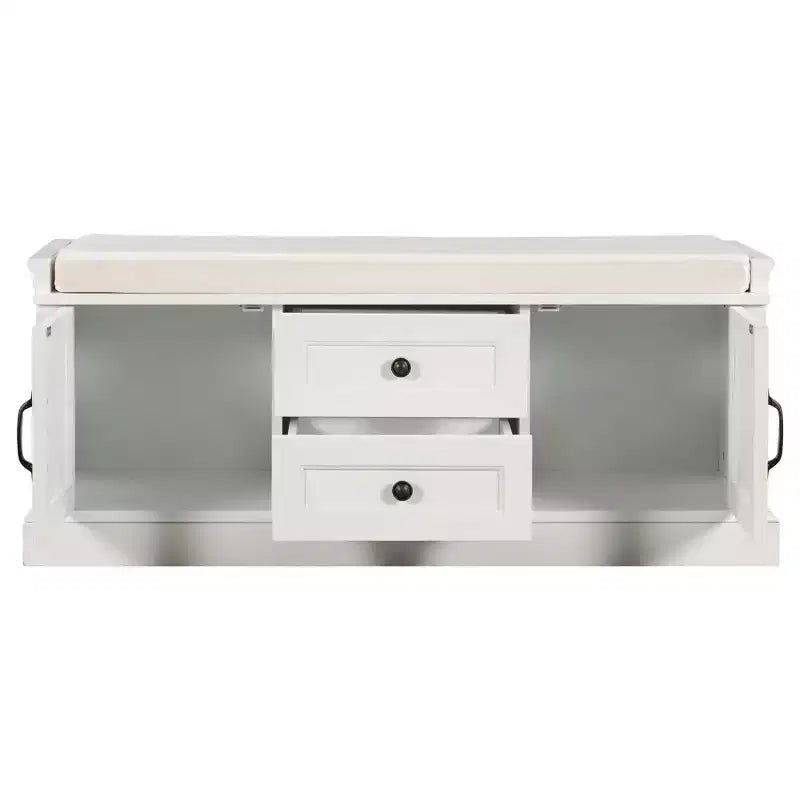 Meuble de rangement Okak, meuble d'appoint avec 2 tiroirs et 2 portes, meuble pour salon, couloir, entrée, vestibule