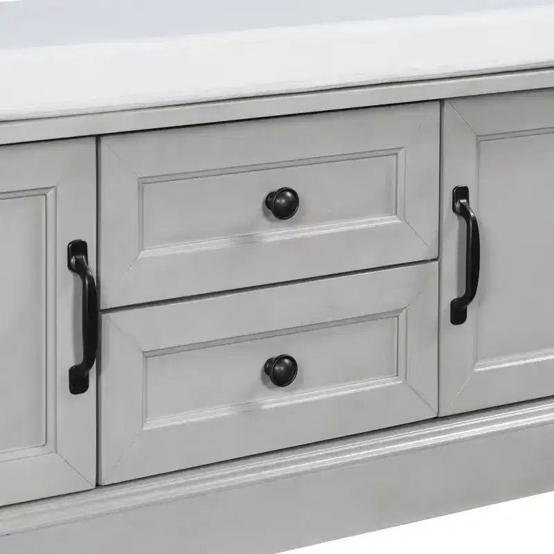Meuble de rangement Okak, meuble d'appoint avec 2 tiroirs et 2 portes, meuble pour salon, couloir, entrée, vestibule