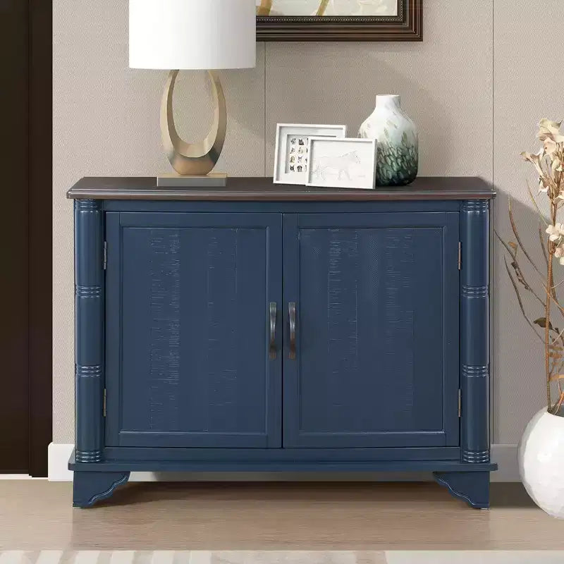 Okak Meuble d'appoint 40 pouces, Meuble de rangement avec 2 portes et plateau en bois, Meuble de rangement pour salon, salle à manger, cuisine