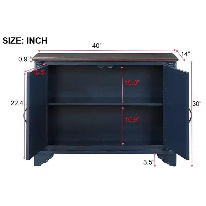Okak Meuble d'appoint 40 pouces, Meuble de rangement avec 2 portes et plateau en bois, Meuble de rangement pour salon, salle à manger, cuisine