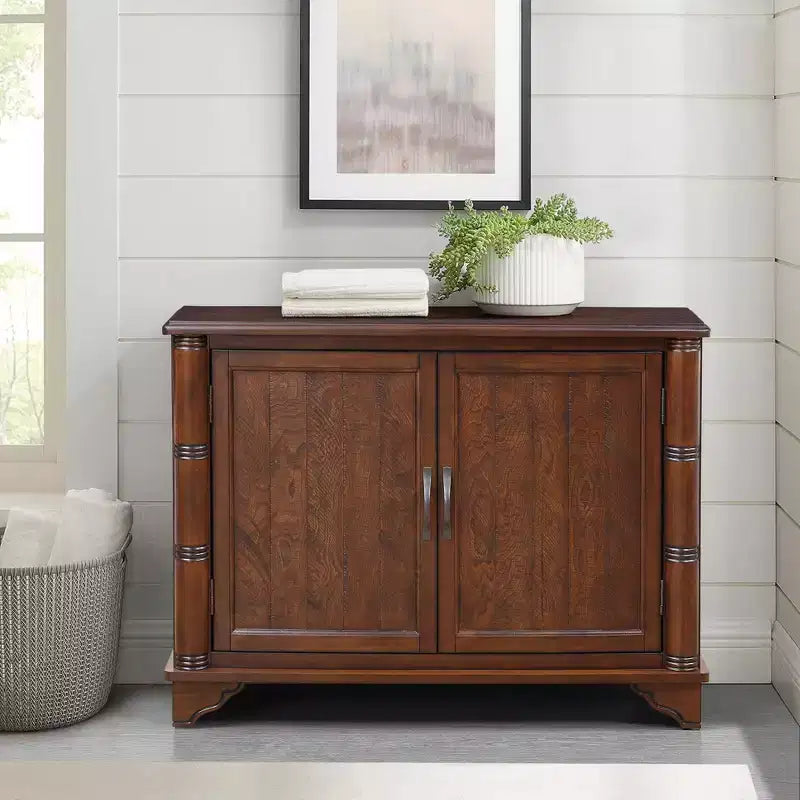 Okak Meuble d'appoint 40 pouces, Meuble de rangement avec 2 portes et plateau en bois, Meuble de rangement pour salon, salle à manger, cuisine