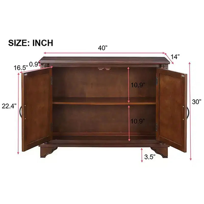 Okak Meuble d'appoint 40 pouces, Meuble de rangement avec 2 portes et plateau en bois, Meuble de rangement pour salon, salle à manger, cuisine