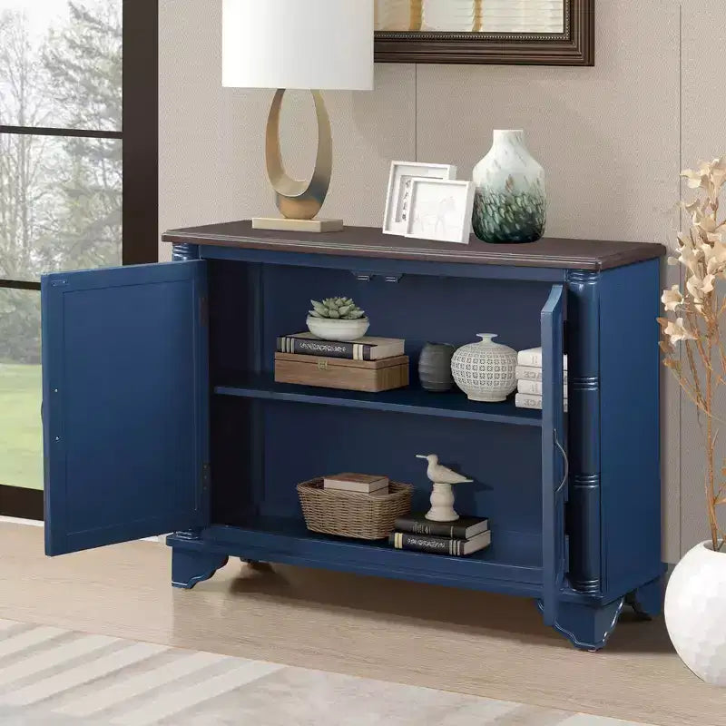 Okak Meuble d'appoint 40 pouces, Meuble de rangement avec 2 portes et plateau en bois, Meuble de rangement pour salon, salle à manger, cuisine