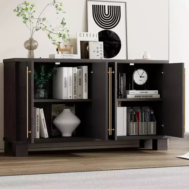 Meuble d'appoint moderne Okak, buffet avec 4 portes et 4 étagères, meuble de rangement pour salon, salle à manger, cuisine
