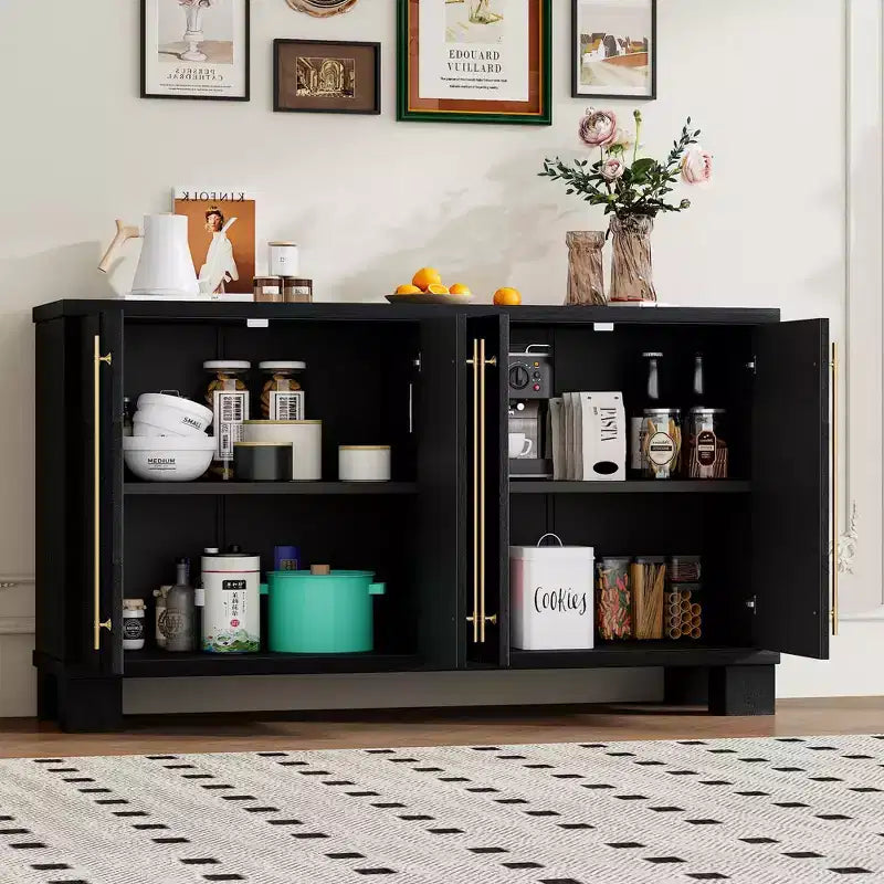 Meuble d'appoint moderne Okak, buffet avec 4 portes et 4 étagères, meuble de rangement pour salon, salle à manger, cuisine
