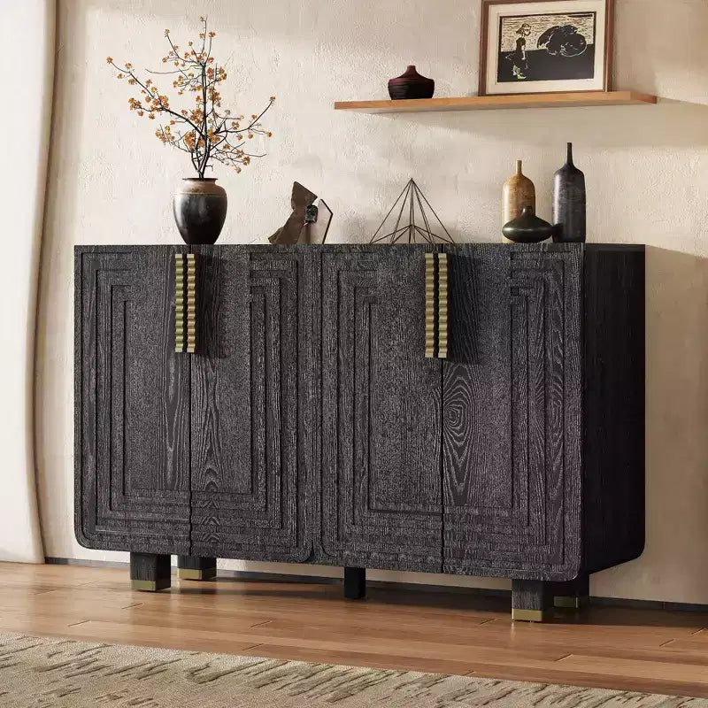 Buffet Okak vintage 137 cm, meuble de rangement avec 4 portes et 4 étagères pour salon, salle à manger, cuisine
