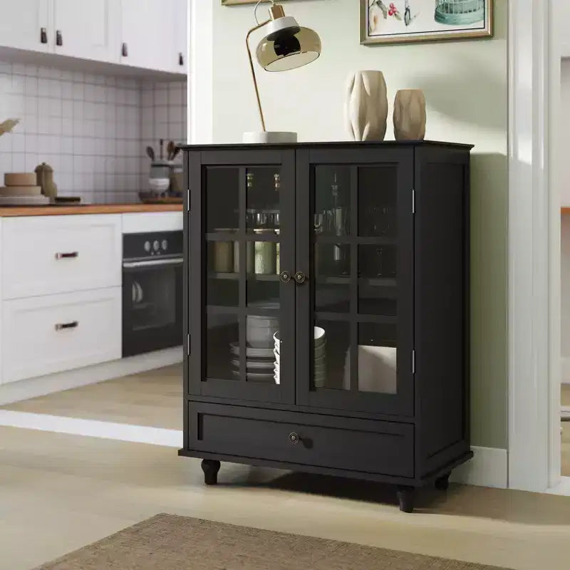 Okak Buffet Minimaliste, Meuble de Rangement avec 2 Portes et 3 Étagères, Meuble de Rangement pour Salon, Salle à Manger, Cuisine