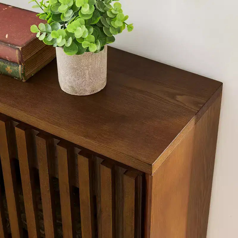 Meuble bas Okak Mid-Century, buffet avec 2 portes et 2 étagères, meuble de rangement pour salon, salle à manger, cuisine