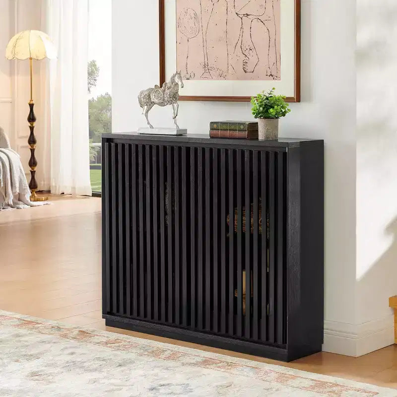 Meuble bas Okak Mid-Century, buffet avec 2 portes et 2 étagères, meuble de rangement pour salon, salle à manger, cuisine