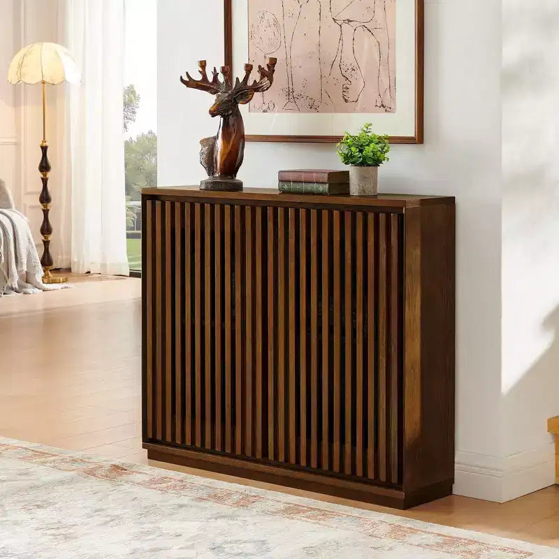 Meuble bas Okak Mid-Century, buffet avec 2 portes et 2 étagères, meuble de rangement pour salon, salle à manger, cuisine