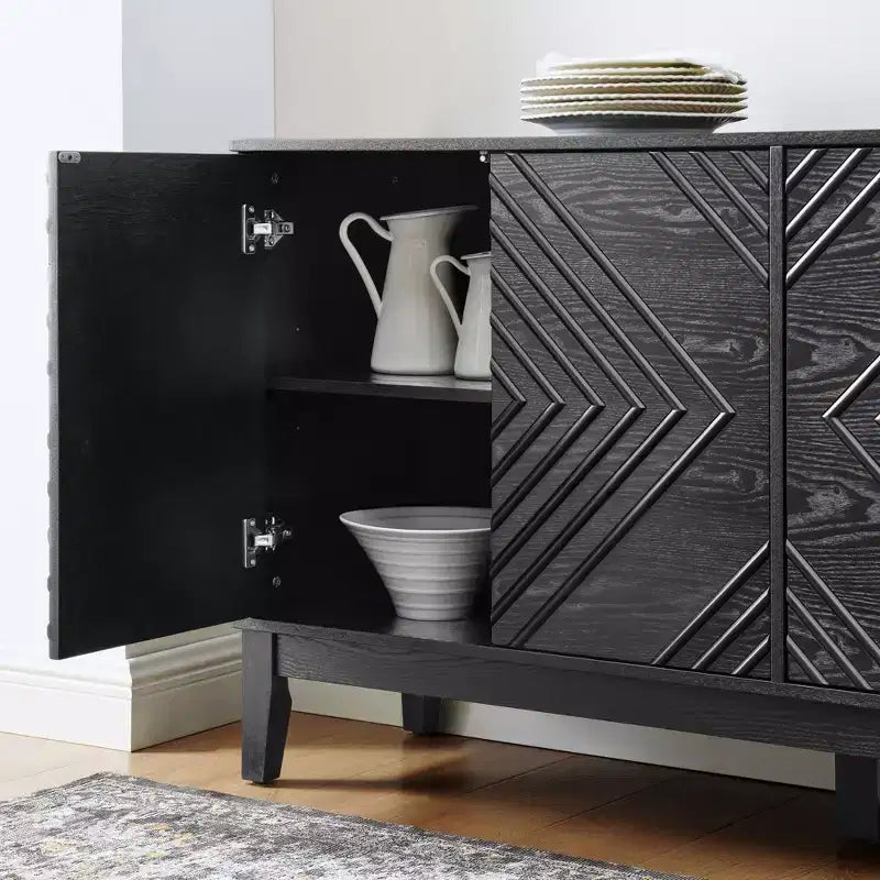 Okak Buffet de Ferme 153,7 cm, Buffet avec 4 Portes et 4 Étagères, Armoire de Rangement pour Salon, Salle à Manger, Cuisine