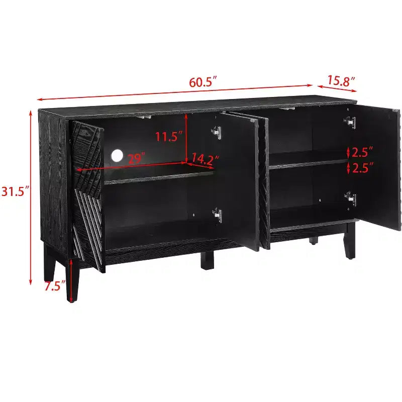 Okak Buffet de Ferme 153,7 cm, Buffet avec 4 Portes et 4 Étagères, Armoire de Rangement pour Salon, Salle à Manger, Cuisine