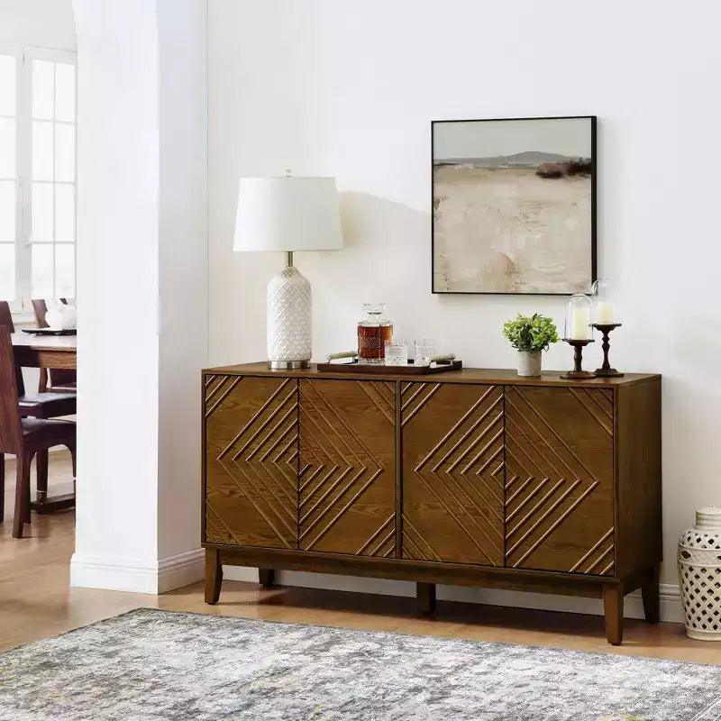 Okak Buffet de Ferme 153,7 cm, Buffet avec 4 Portes et 4 Étagères, Armoire de Rangement pour Salon, Salle à Manger, Cuisine