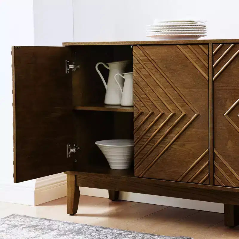 Okak Buffet de Ferme 153,7 cm, Buffet avec 4 Portes et 4 Étagères, Armoire de Rangement pour Salon, Salle à Manger, Cuisine