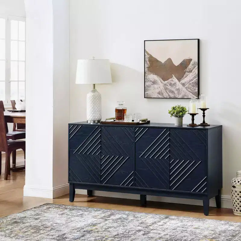 Okak Buffet de Ferme 153,7 cm, Buffet avec 4 Portes et 4 Étagères, Armoire de Rangement pour Salon, Salle à Manger, Cuisine