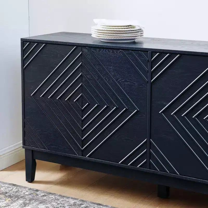 Okak Buffet de Ferme 153,7 cm, Buffet avec 4 Portes et 4 Étagères, Armoire de Rangement pour Salon, Salle à Manger, Cuisine