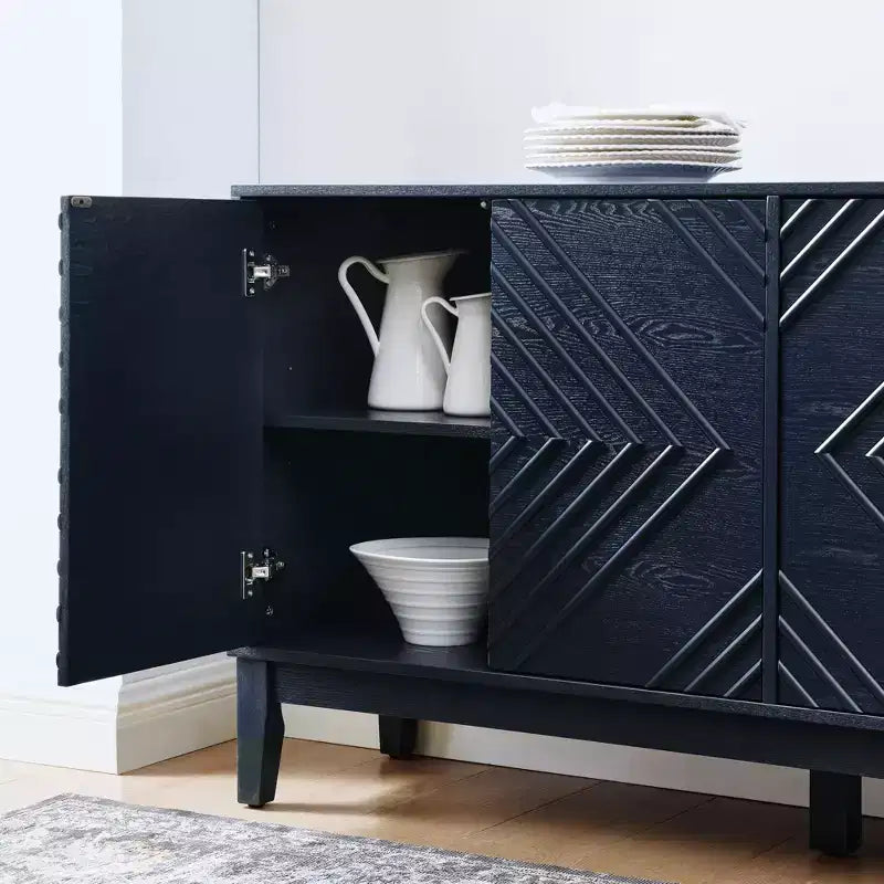 Okak Buffet de Ferme 153,7 cm, Buffet avec 4 Portes et 4 Étagères, Armoire de Rangement pour Salon, Salle à Manger, Cuisine