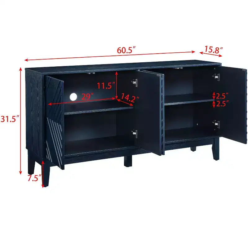 Okak Buffet de Ferme 153,7 cm, Buffet avec 4 Portes et 4 Étagères, Armoire de Rangement pour Salon, Salle à Manger, Cuisine