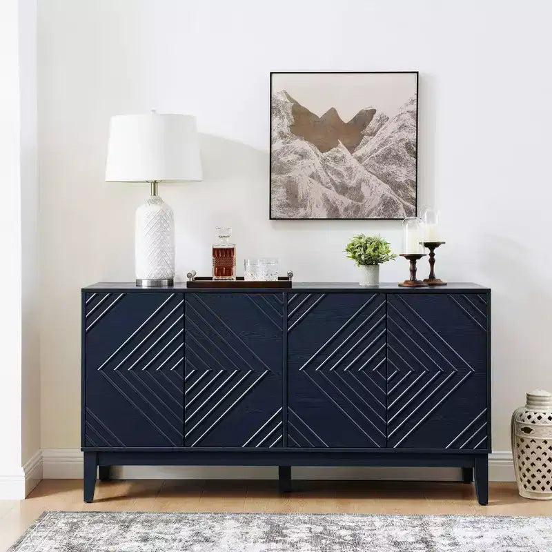 Okak Buffet de Ferme 153,7 cm, Buffet avec 4 Portes et 4 Étagères, Armoire de Rangement pour Salon, Salle à Manger, Cuisine
