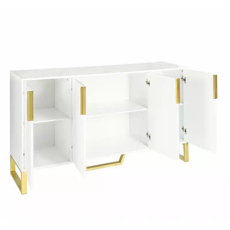 Meuble de rangement moderne Okak, buffet avec 3 portes et 4 étagères, meuble de rangement pour salon, salle à manger, cuisine