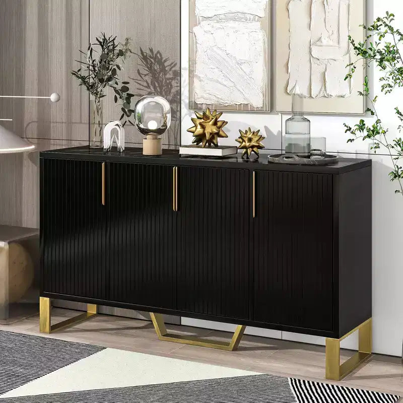 Meuble de rangement moderne Okak, buffet avec 3 portes et 4 étagères, meuble de rangement pour salon, salle à manger, cuisine