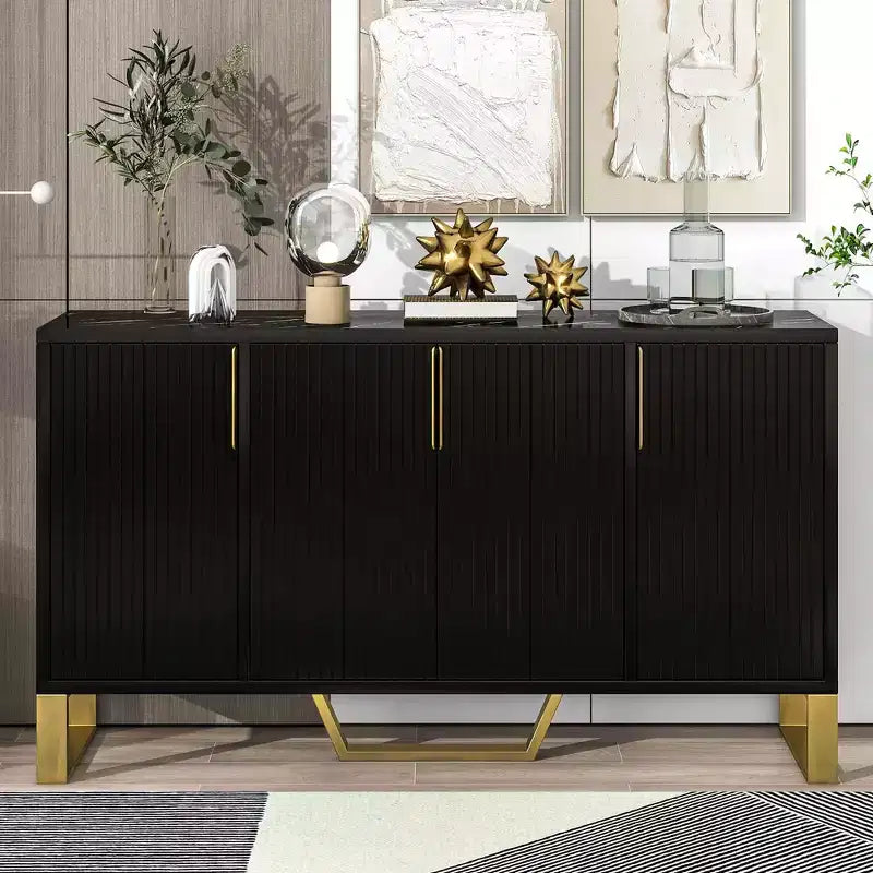 Meuble de rangement moderne Okak, buffet avec 3 portes et 4 étagères, meuble de rangement pour salon, salle à manger, cuisine