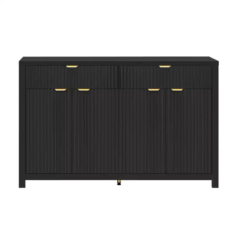 Commode moderne Okak, buffet avec 2 tiroirs et 4 portes, poignées en aluminium, meuble de rangement pour salon, salle à manger, cuisine