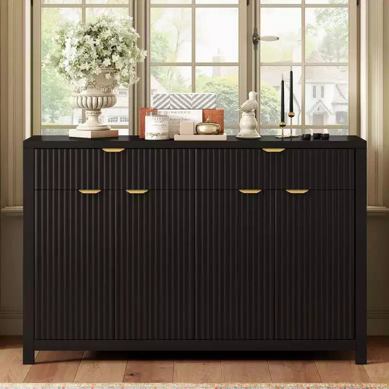 Okak Modern Sideboard Cabinet, Bufft Cabinet with 2 Drawer and 4 Door, Aluminum Handles, Storage Cabinet for Living Room, Dining Room, Kitchen