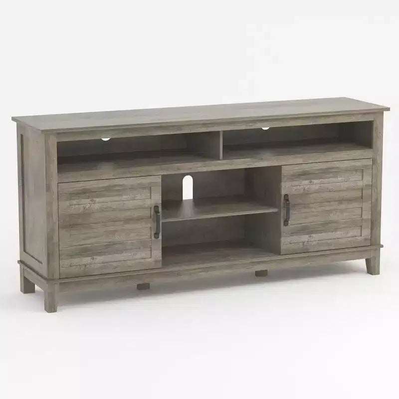 Meuble TV pour 160 cm, meuble TV avec étagères réglables, meuble TV de style ferme avec portes de placard