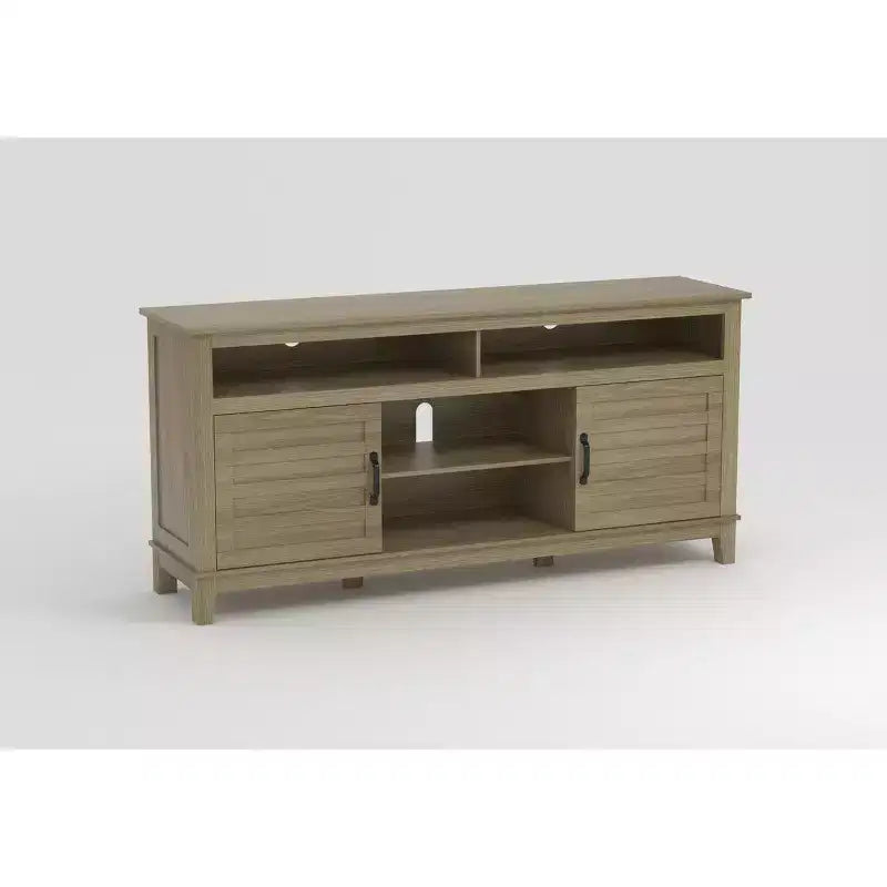 Meuble TV pour 160 cm, meuble TV avec étagères réglables, meuble TV de style ferme avec portes de placard