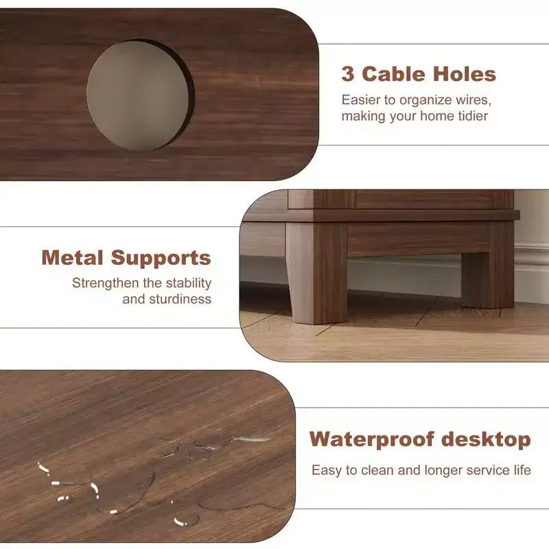 Meuble TV pour 160 cm, meuble TV avec étagères réglables, meuble TV de style ferme avec portes de placard