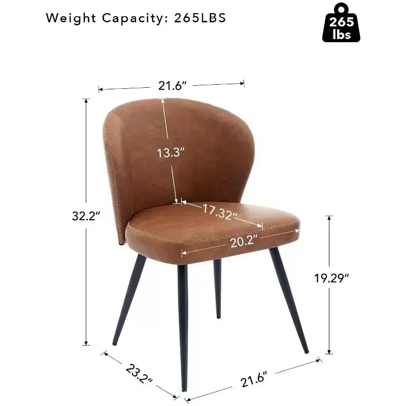 Lot de deux chaises de salle à manger, chaises de salle à manger de cuisine modernes du milieu du siècle avec dossiers rembourrés, surpiqûres et pieds en métal, beige