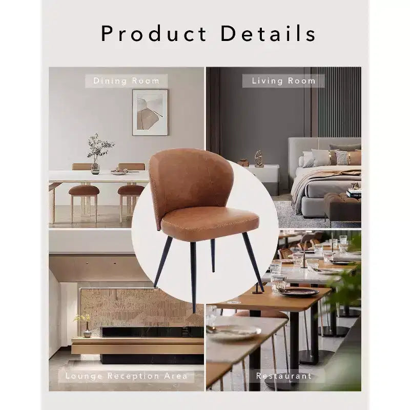 Lot de deux chaises de salle à manger, chaises de salle à manger de cuisine modernes du milieu du siècle avec dossiers rembourrés, surpiqûres et pieds en métal, beige