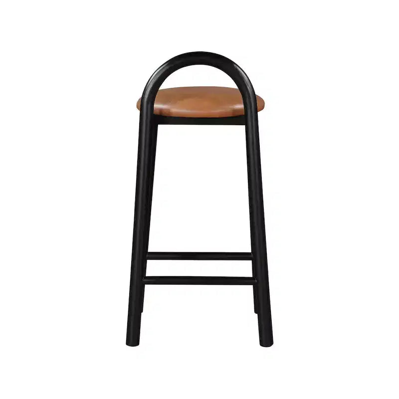 Meridian Furniture, Tabouret Calvin en similicuir cognac
