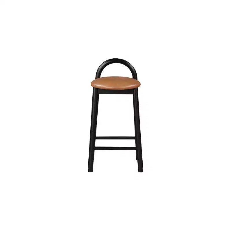 Meridian Furniture, Tabouret Calvin en similicuir cognac