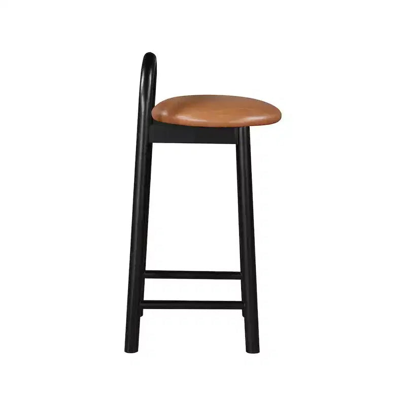 Meridian Furniture, Tabouret Calvin en similicuir cognac