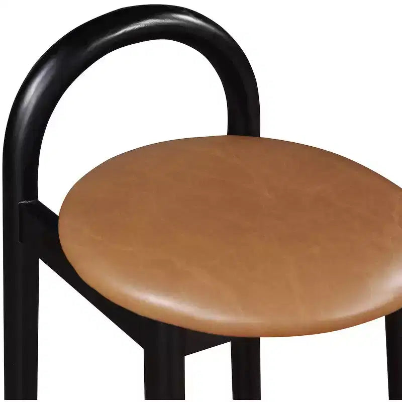 Meridian Furniture, Tabouret Calvin en similicuir cognac
