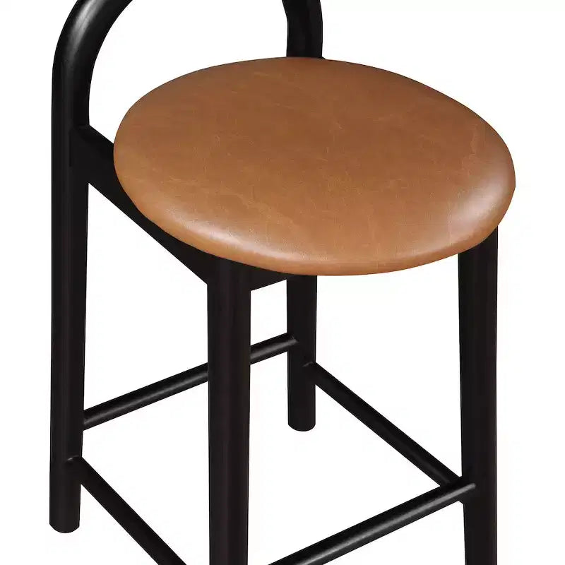 Meridian Furniture, Tabouret Calvin en similicuir cognac
